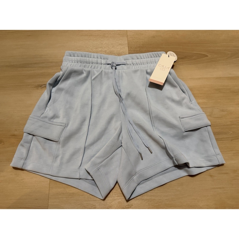 CALIA Sandwash Scuba Collection High Rise Cargo Shorts 5" Size XS Pale Blue